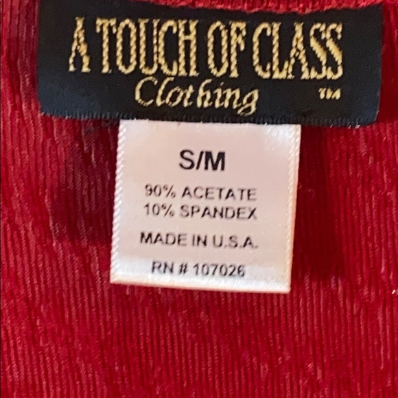 RED SILVER BEADED STRETCHY DRESSY BLOUSE - Picture 6 of 7